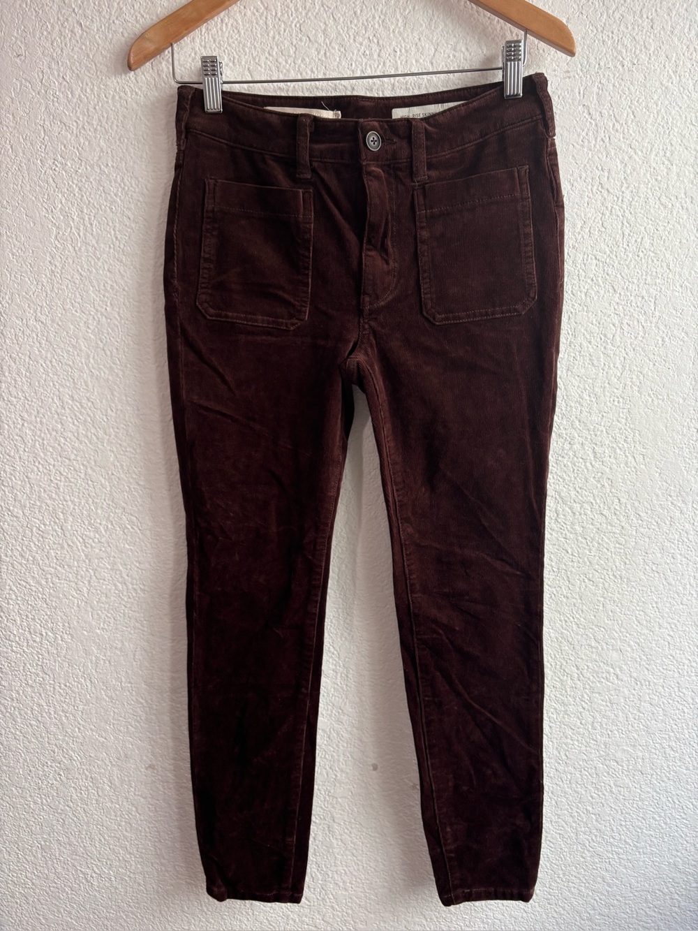Anthropologie Pilcro Corduroy High Rise Skinny Pants Brown Size 27